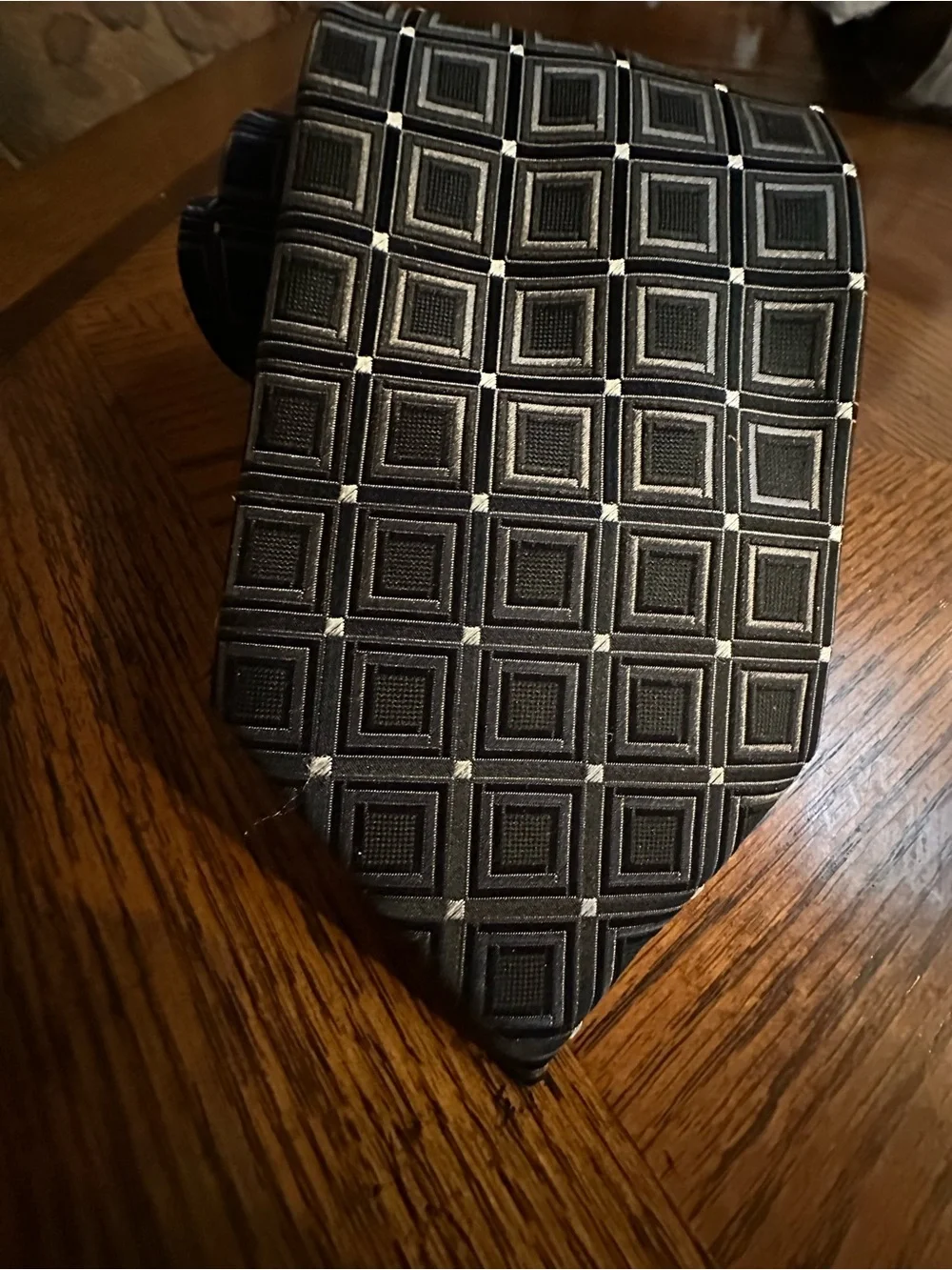 Men's Black Square-Pattern Tie - Sleek Formal Accessory